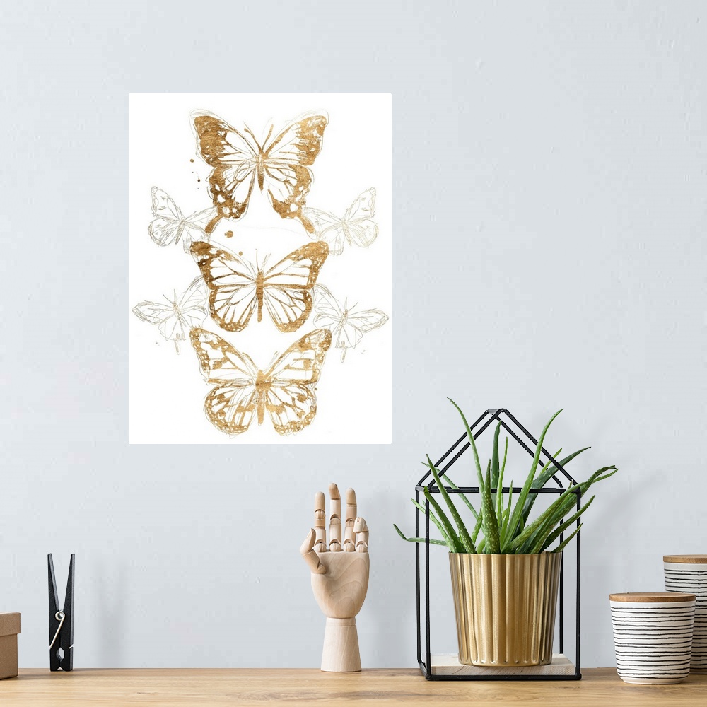 A bohemian room featuring Gold Butterfly Contours I