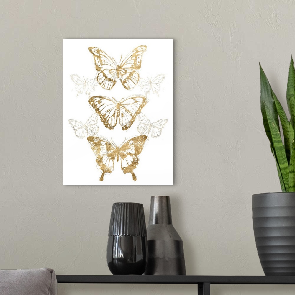 A modern room featuring Gold Butterfly Contours II