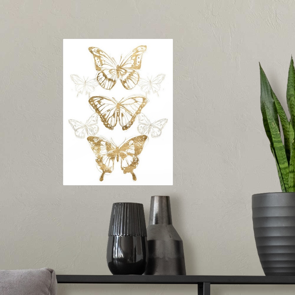 A modern room featuring Gold Butterfly Contours II