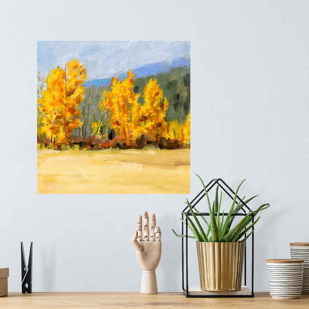 A bohemian room featuring Golden Aspen Trees II
