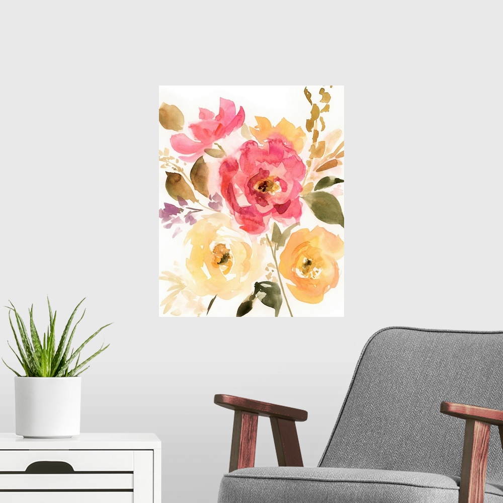 A modern room featuring Golden Blush Blossoms I