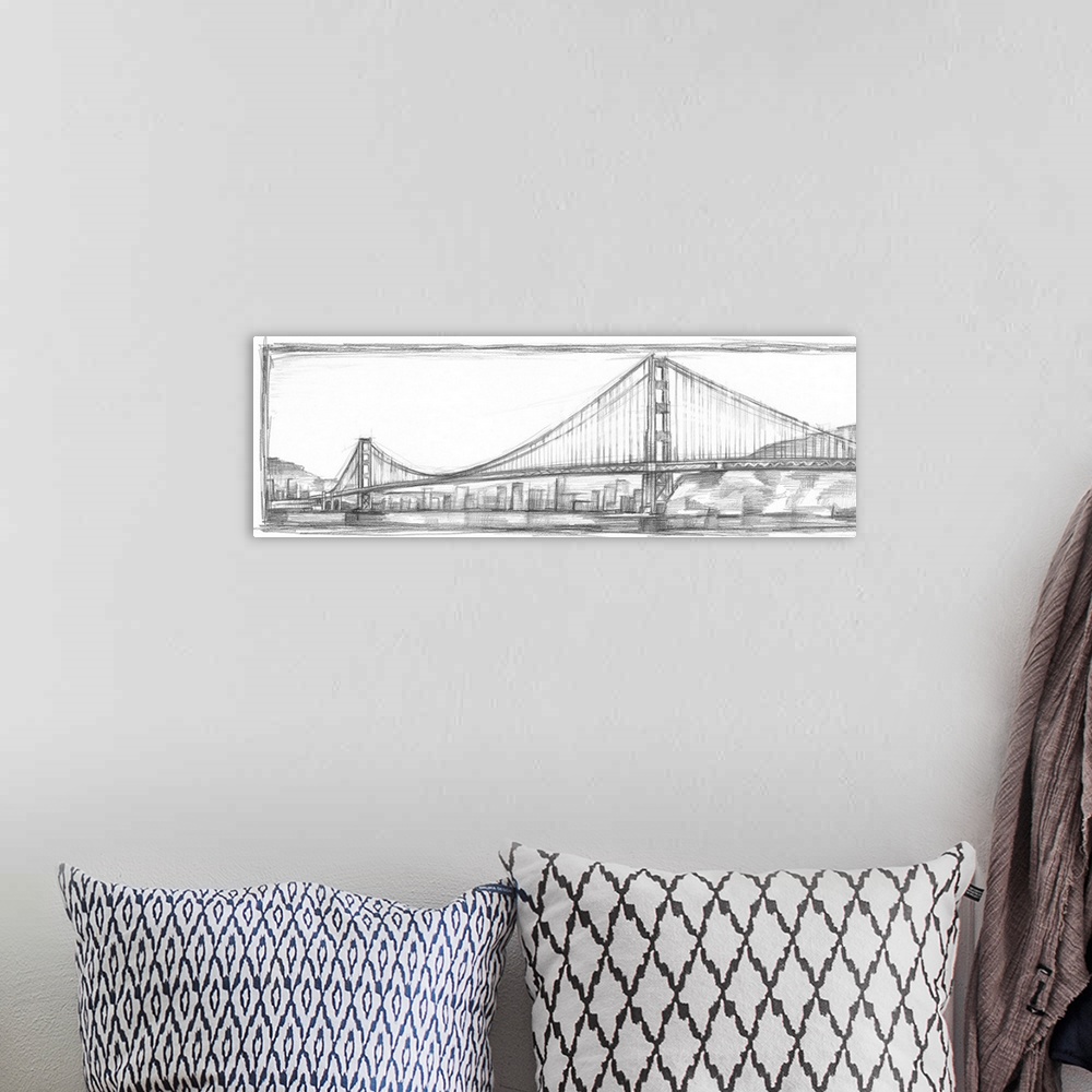 A bohemian room featuring Golden Gate Bridge Sketch