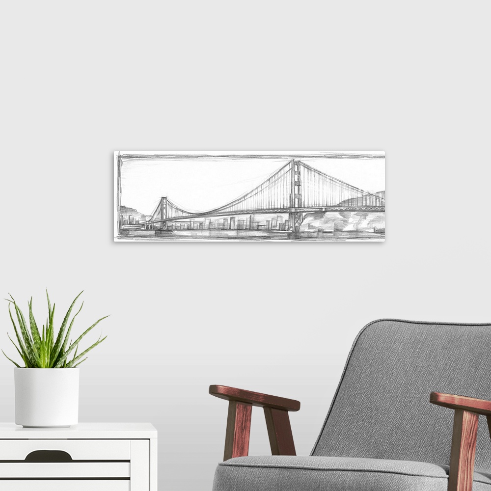 A modern room featuring Golden Gate Bridge Sketch