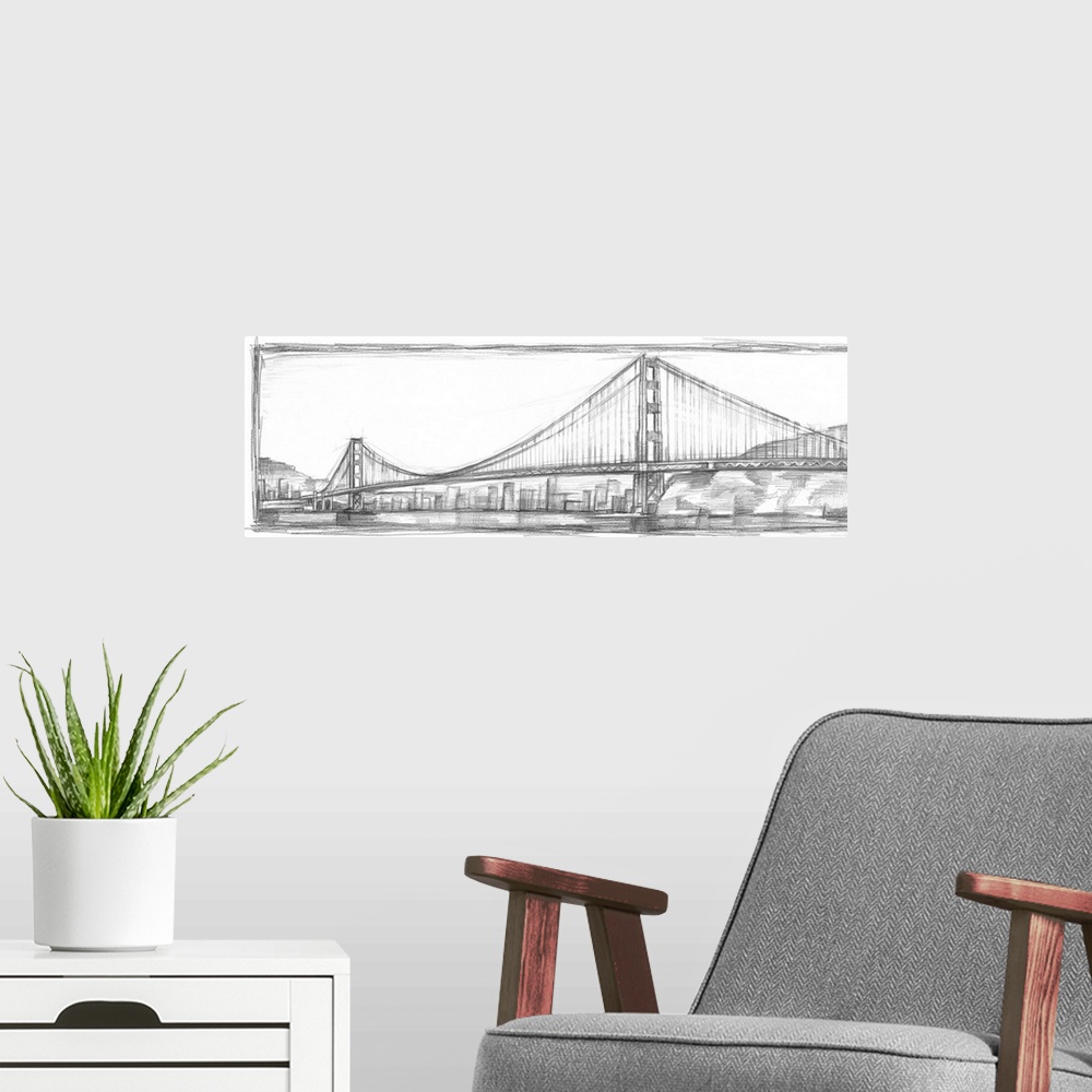 A modern room featuring Golden Gate Bridge Sketch