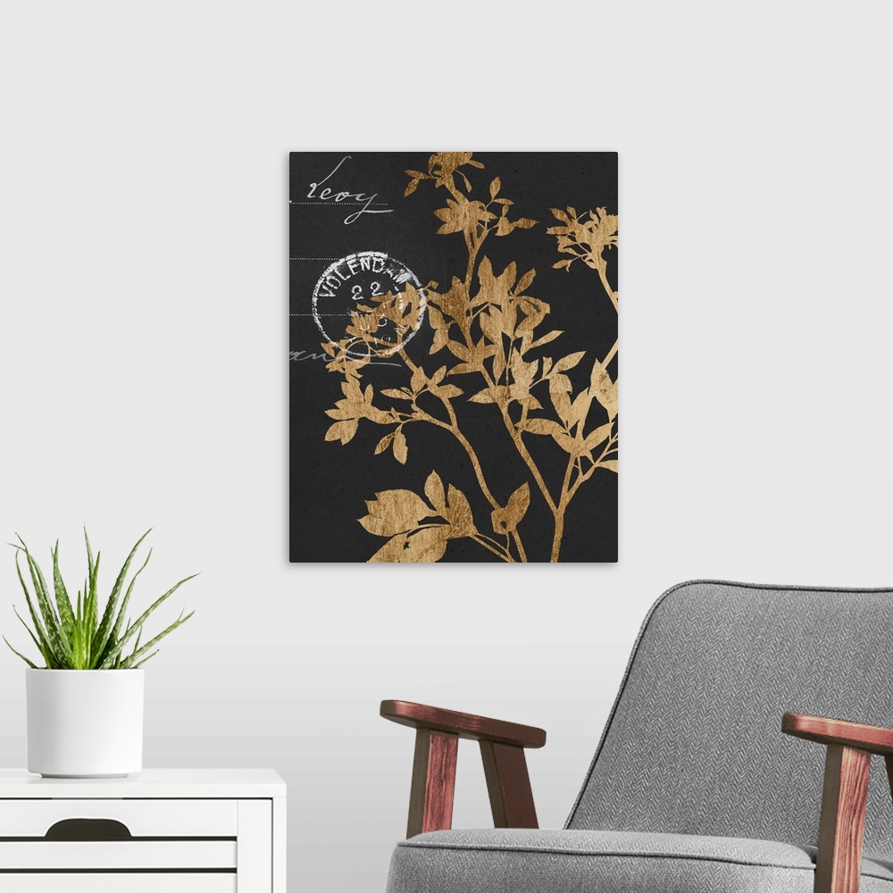 A modern room featuring Golden Leaves IV