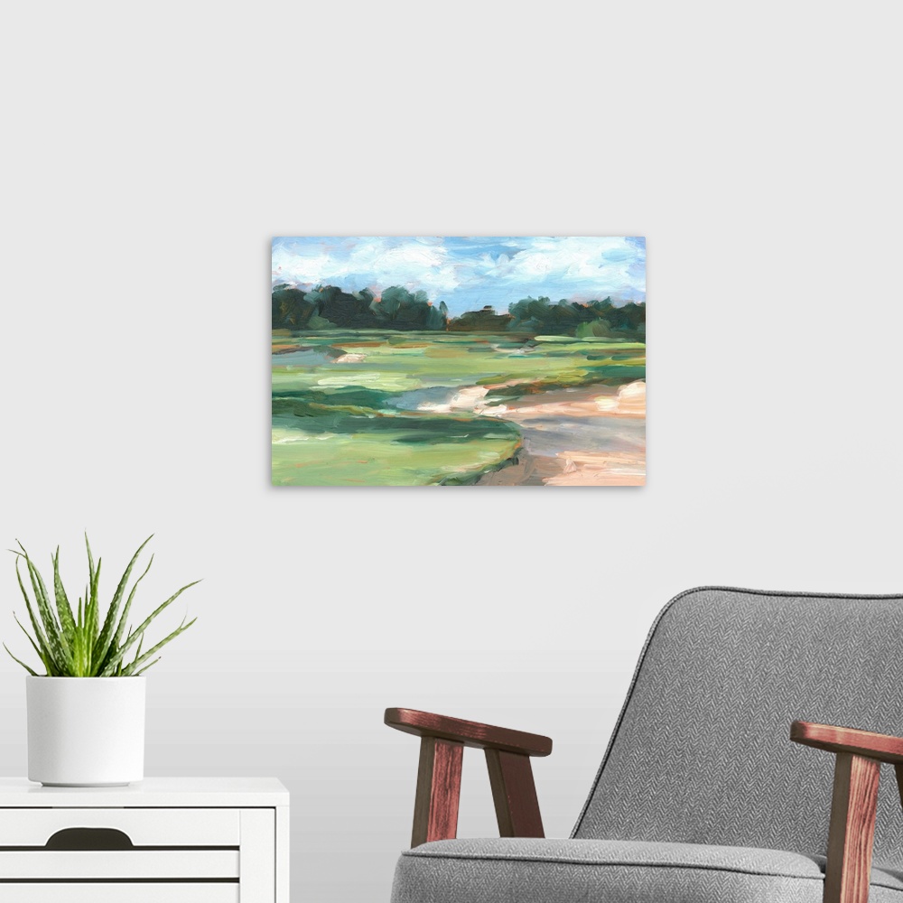A modern room featuring Golf Course Study II