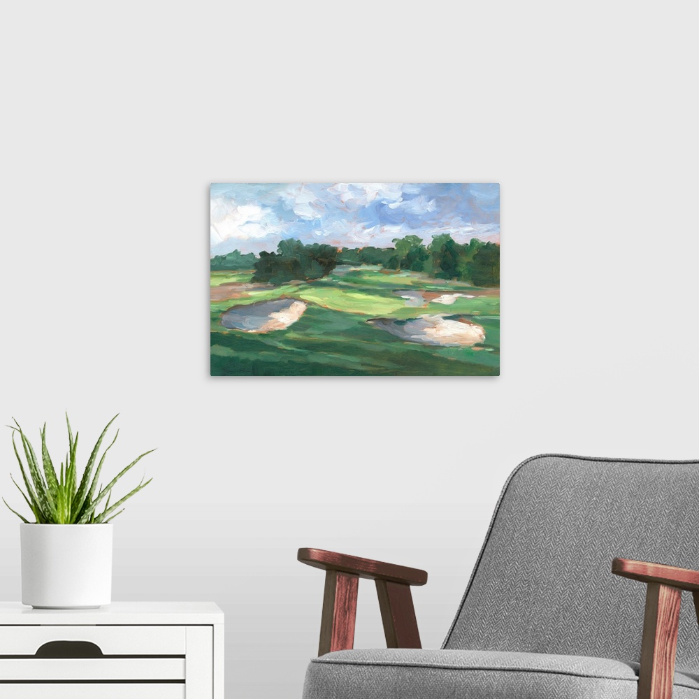 A modern room featuring Golf Course Study III