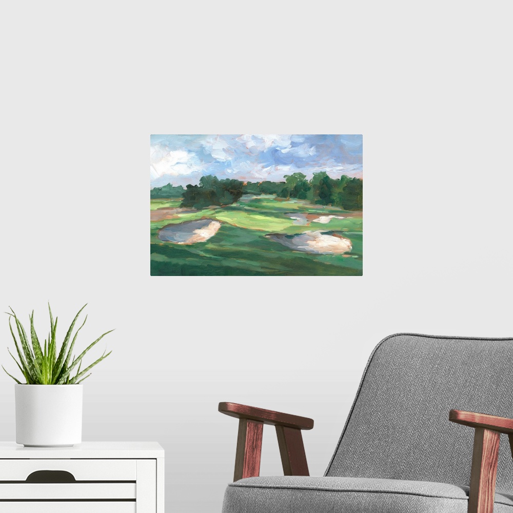 A modern room featuring Golf Course Study III