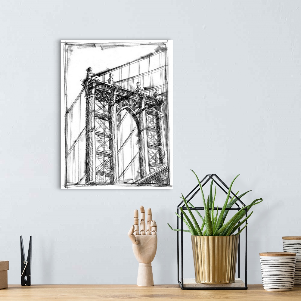 A bohemian room featuring Graphic Architectural Study IV