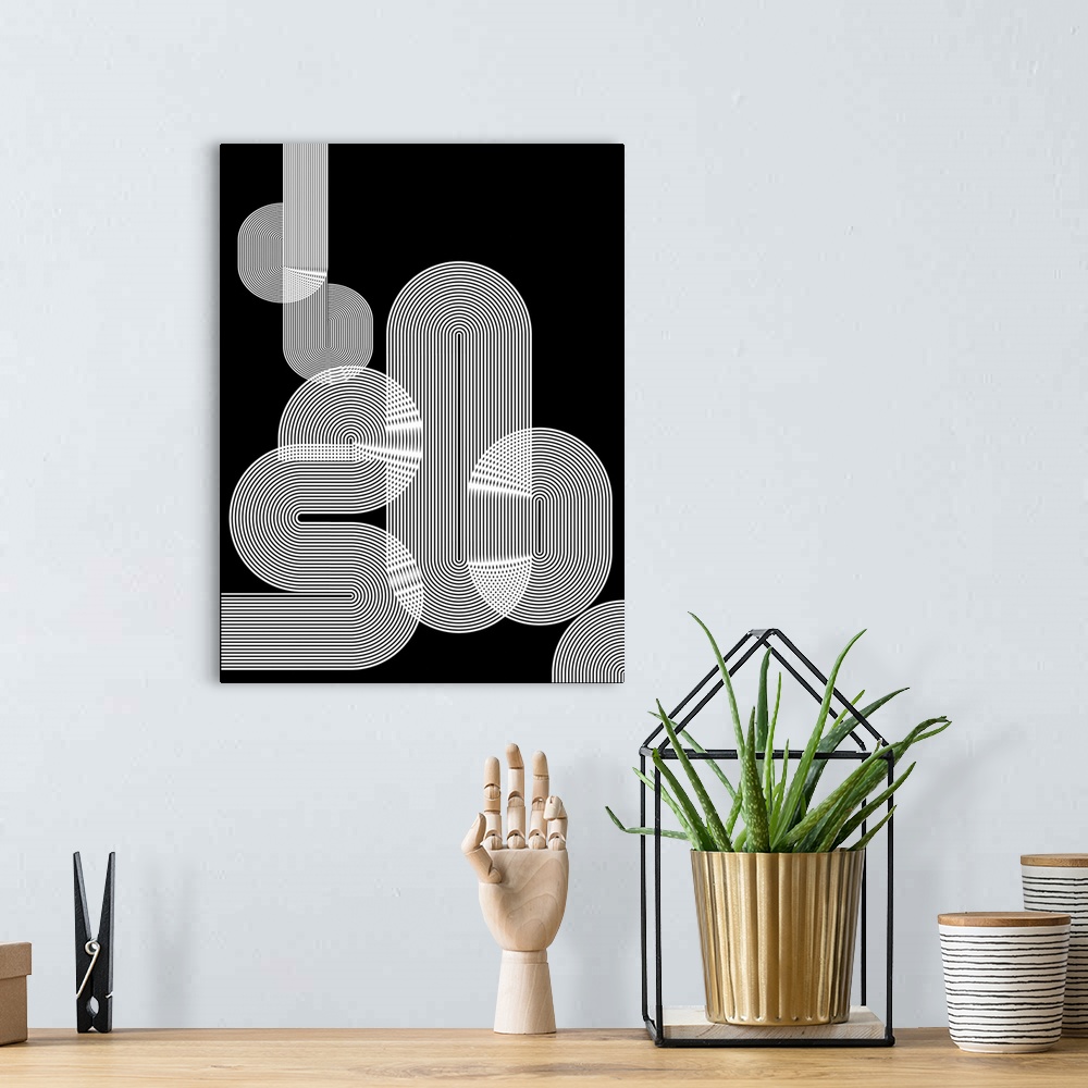 A bohemian room featuring Graphic Black Shapes I