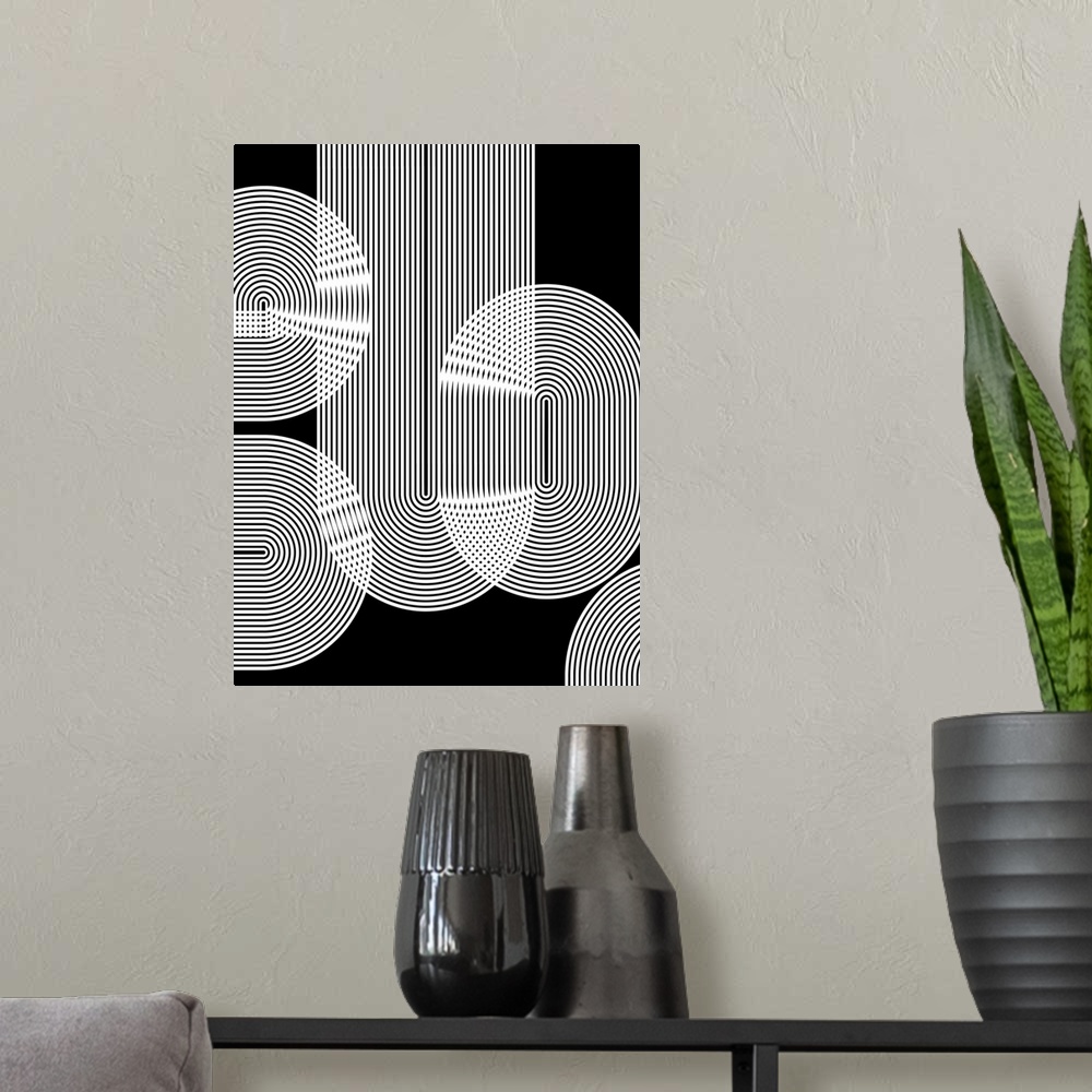A modern room featuring Graphic Black Shapes II