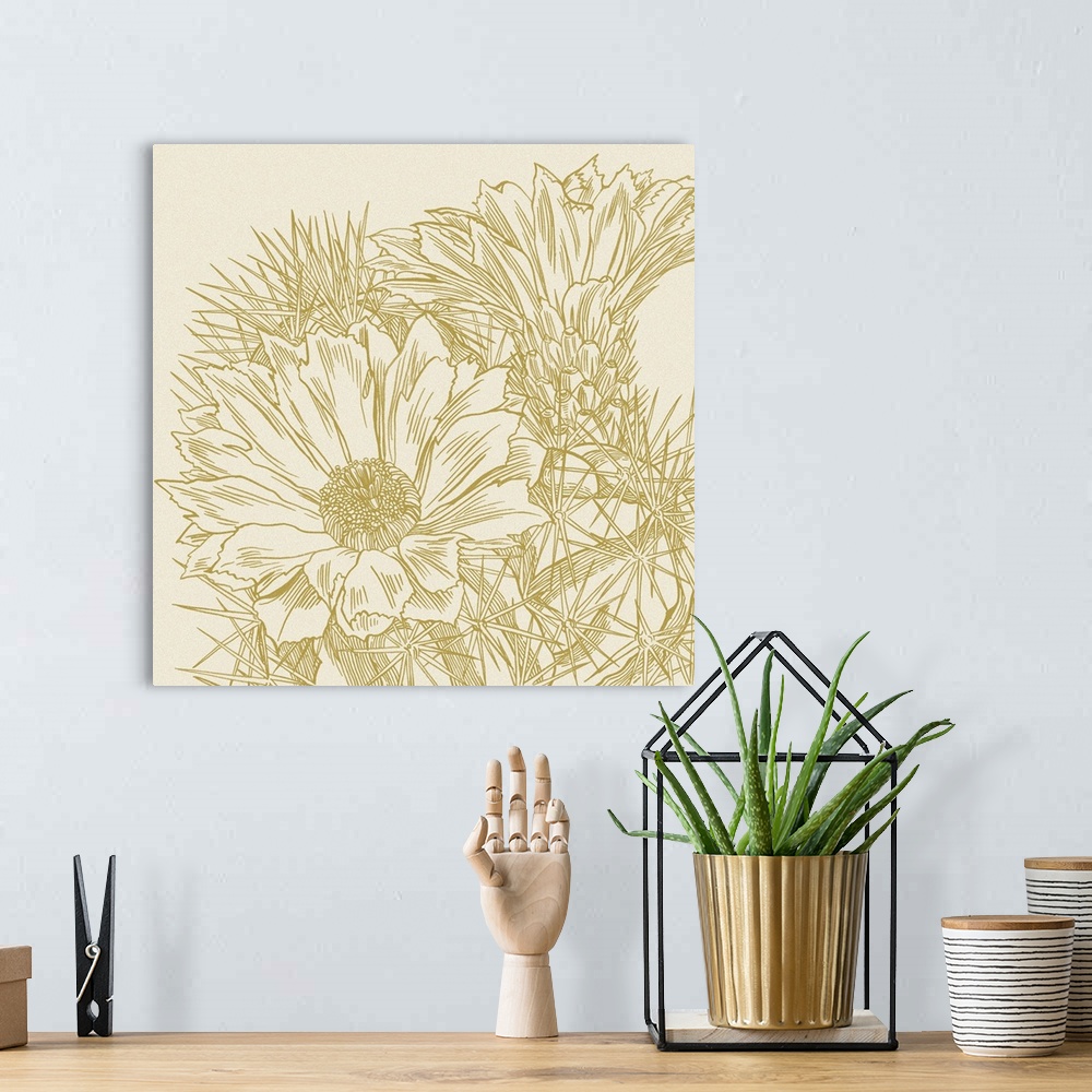 A bohemian room featuring Graphic Cactus Bloom I