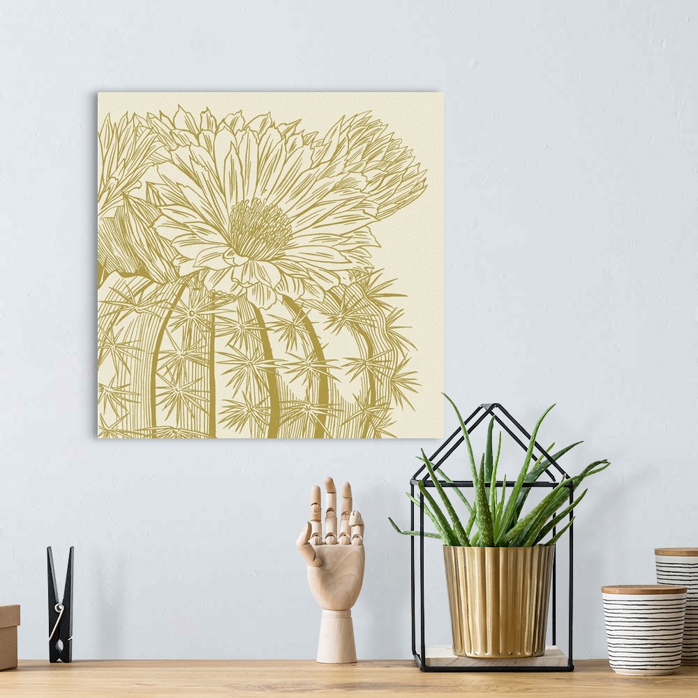 A bohemian room featuring Graphic Cactus Bloom II