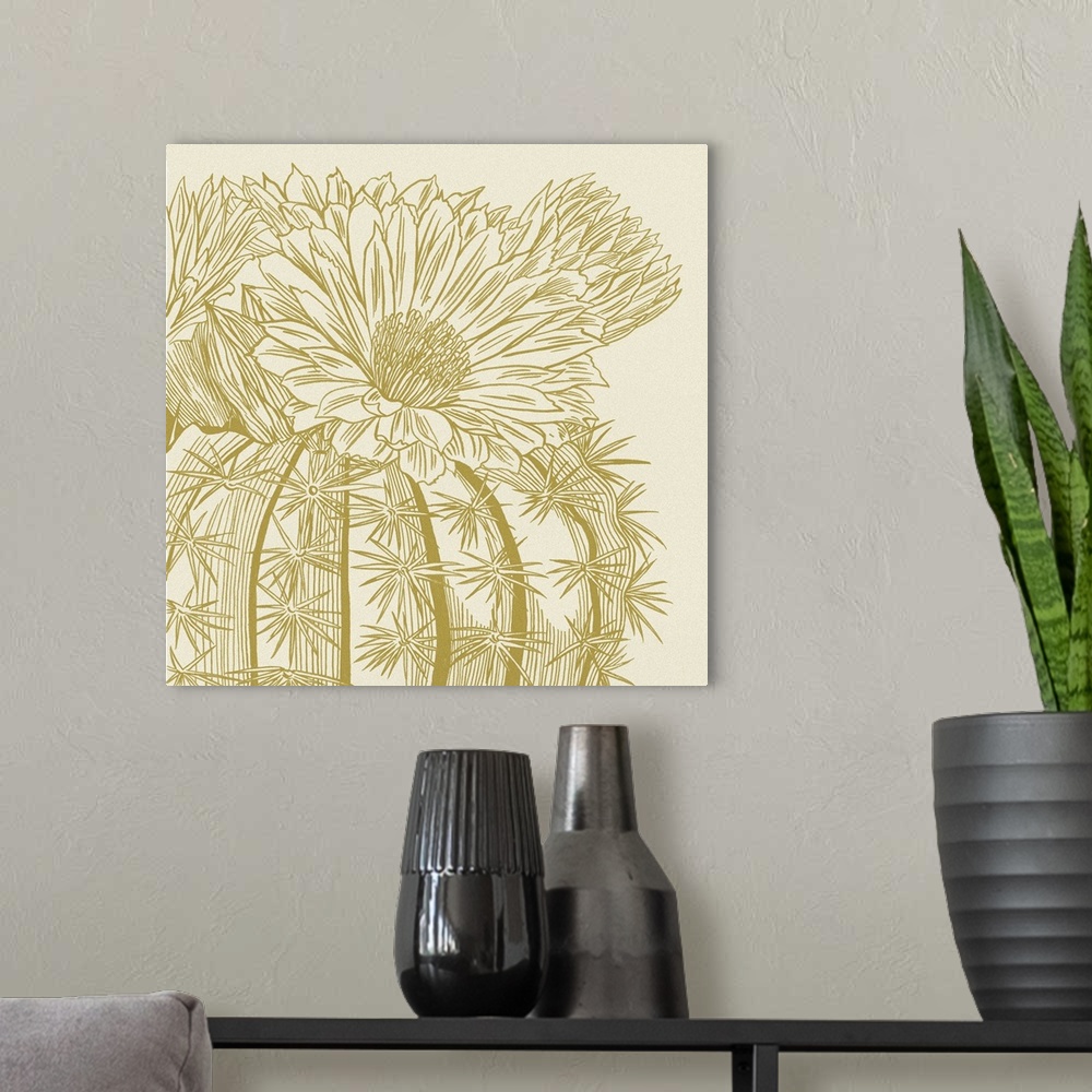 A modern room featuring Graphic Cactus Bloom II
