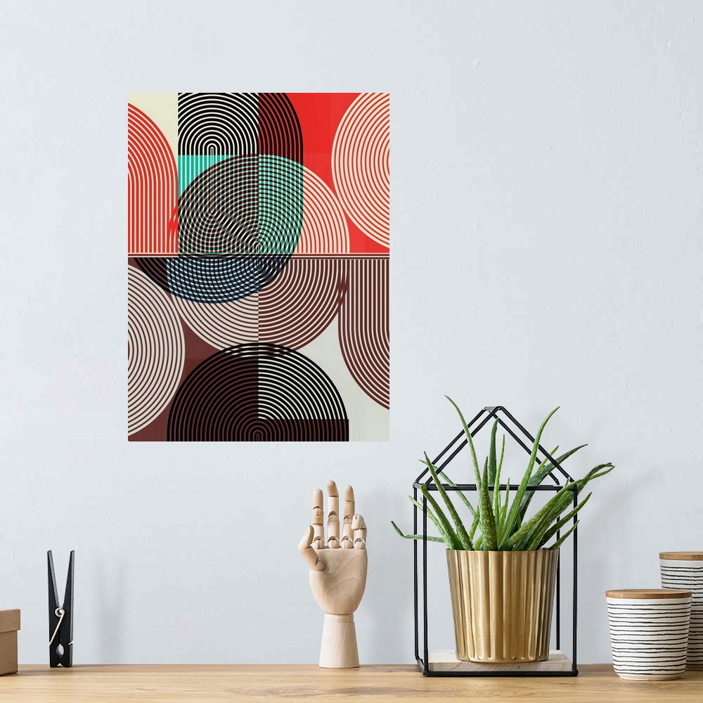 A bohemian room featuring Graphic Colorful Shapes II