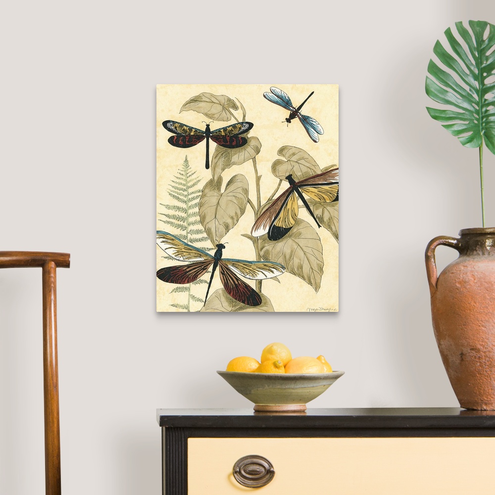 A traditional room featuring Graphic Dragonflies in Nature II