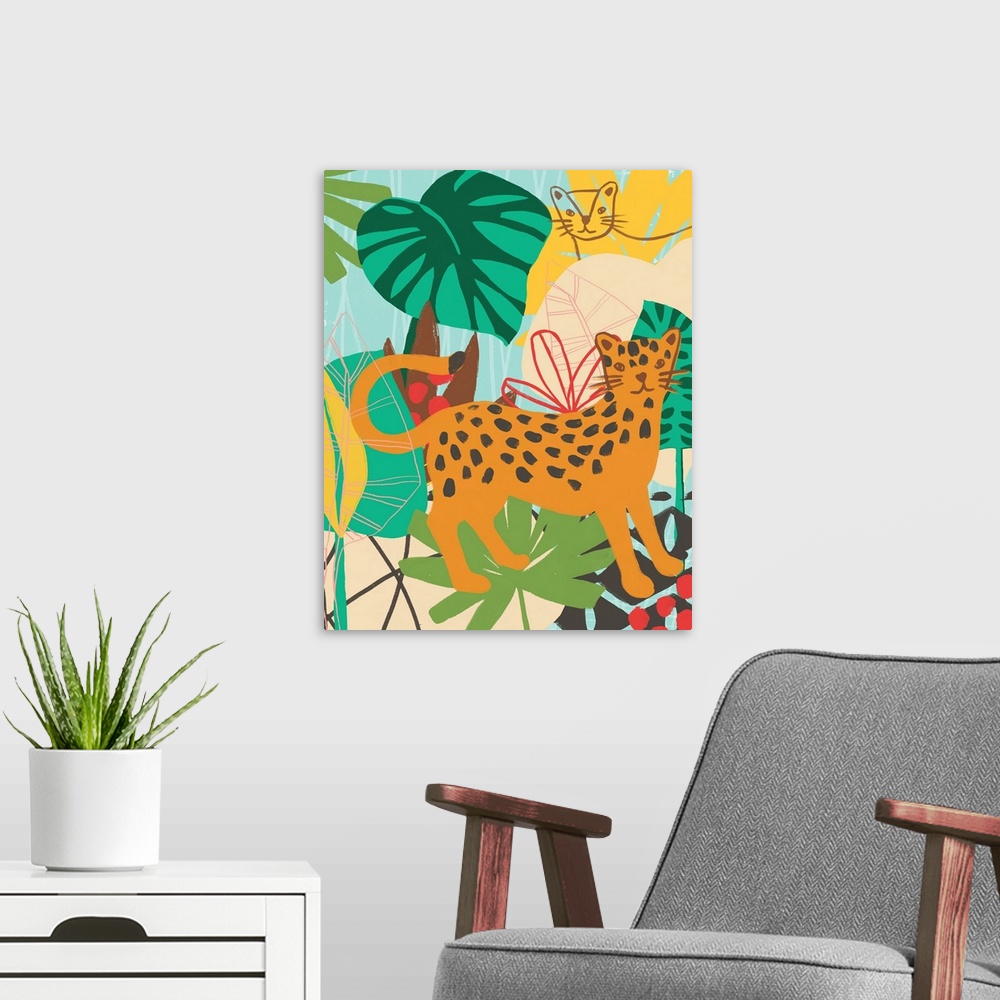 A modern room featuring Graphic Jungle IV