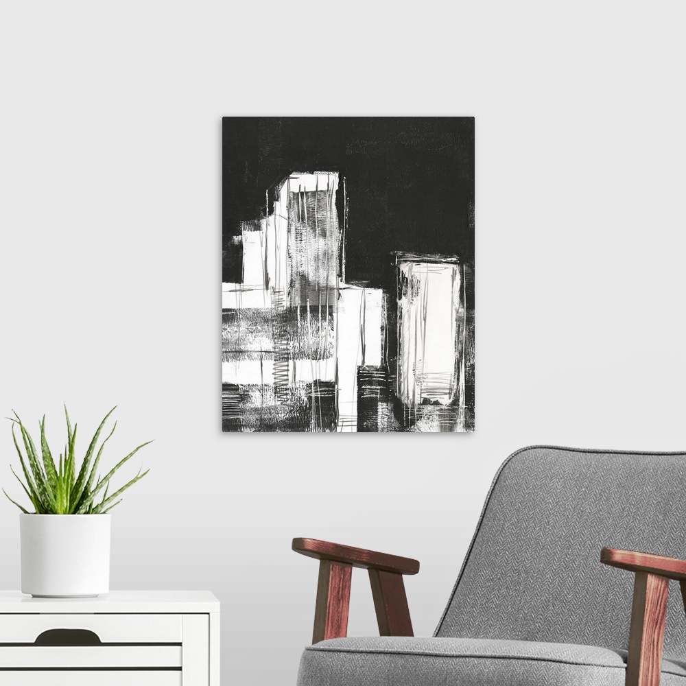 A modern room featuring Graphic Night City I