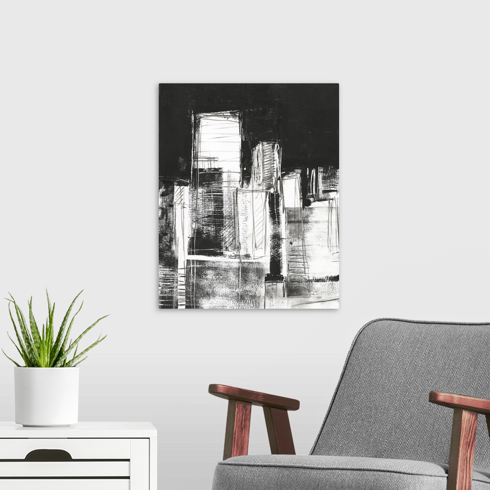 A modern room featuring Graphic Night City II