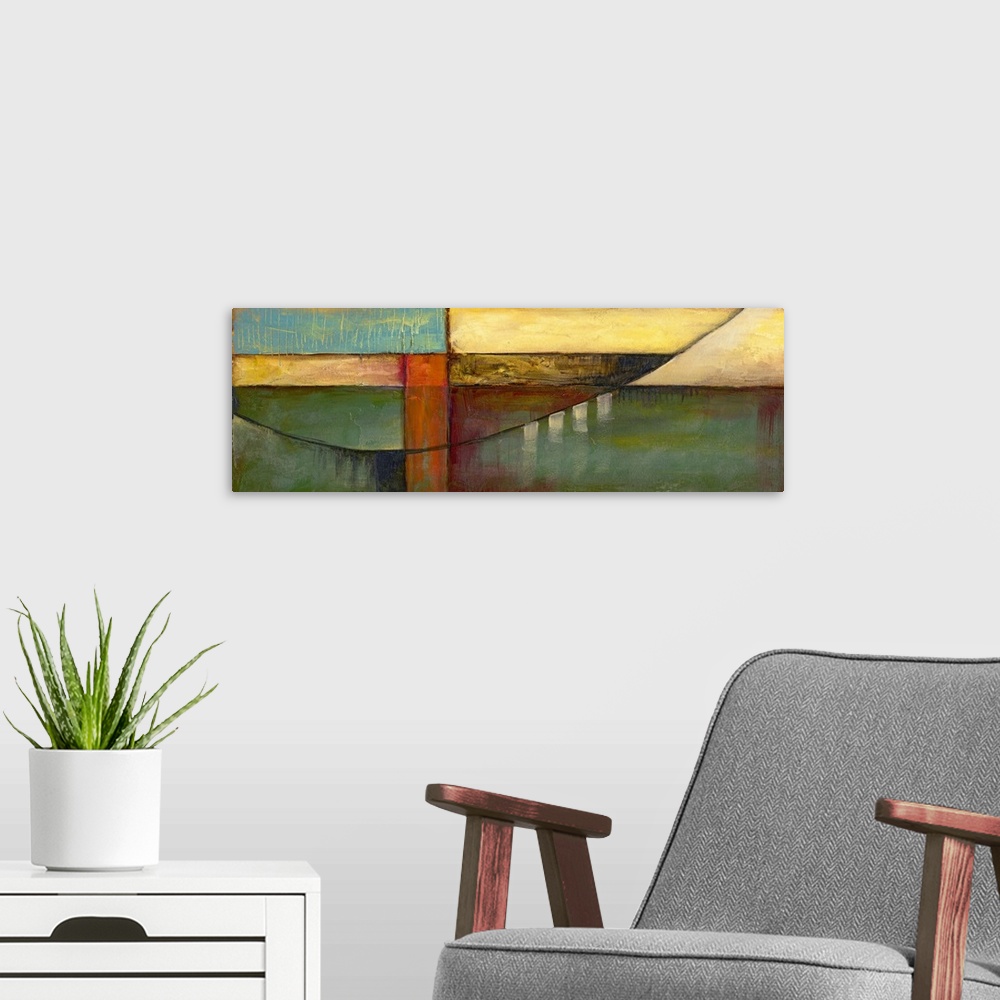 A modern room featuring Graphic Suspension Bridge