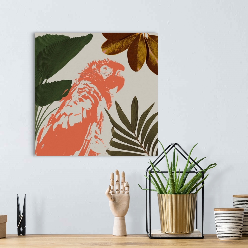 A bohemian room featuring Graphic Tropical Bird I