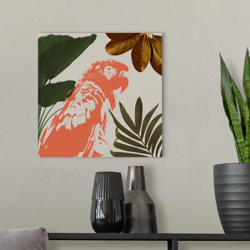 A modern room featuring Graphic Tropical Bird I