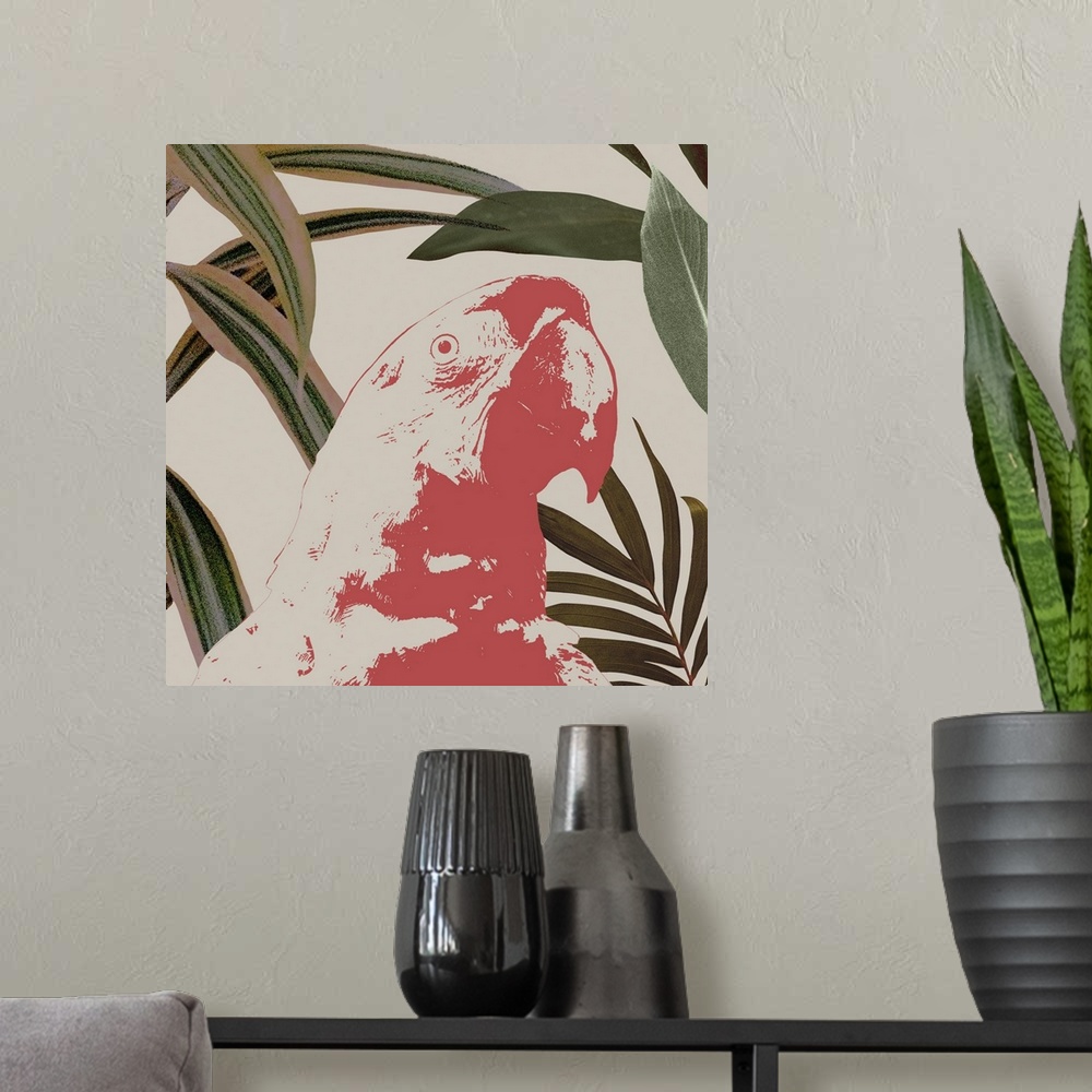 A modern room featuring Graphic Tropical Bird IV
