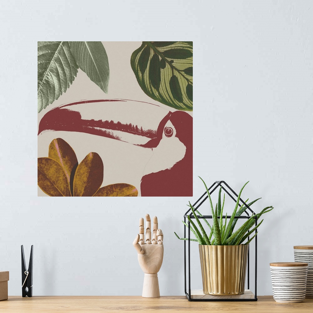 A bohemian room featuring Graphic Tropical Bird V
