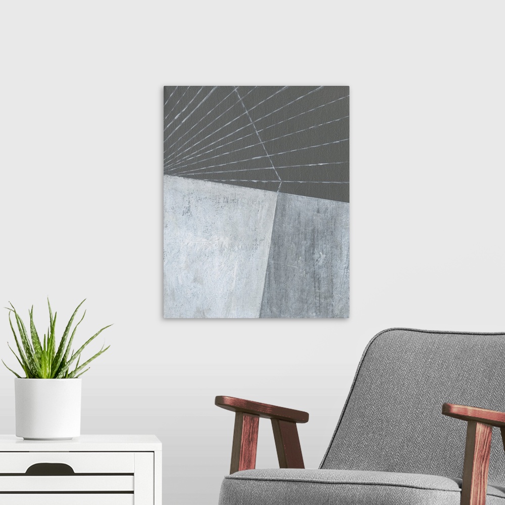 A modern room featuring Gray Matter Lines I
