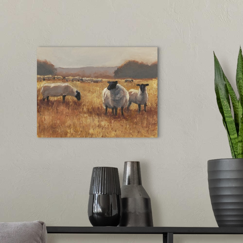 A modern room featuring Grazing At Sunset II