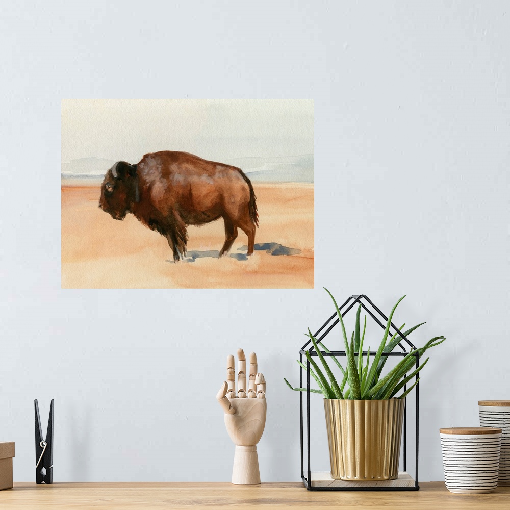 A bohemian room featuring Grazing Bison I