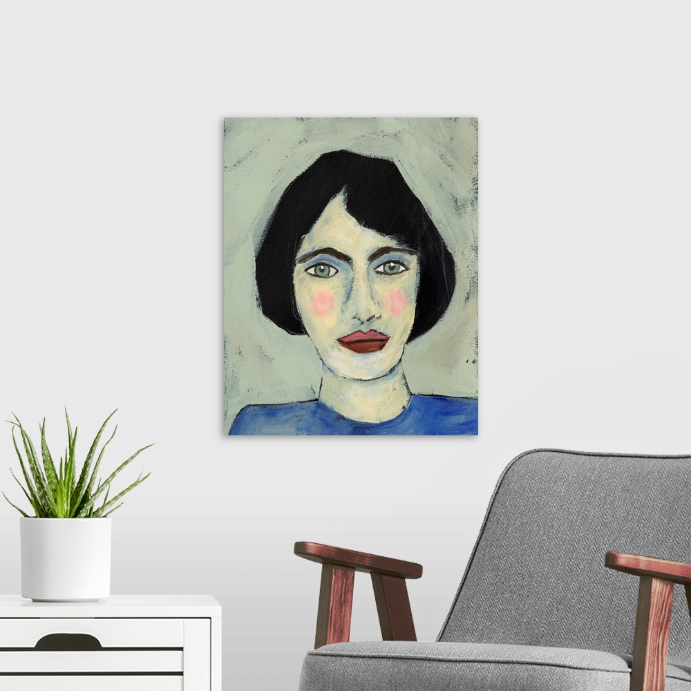 A modern room featuring Green Eyed Girl I
