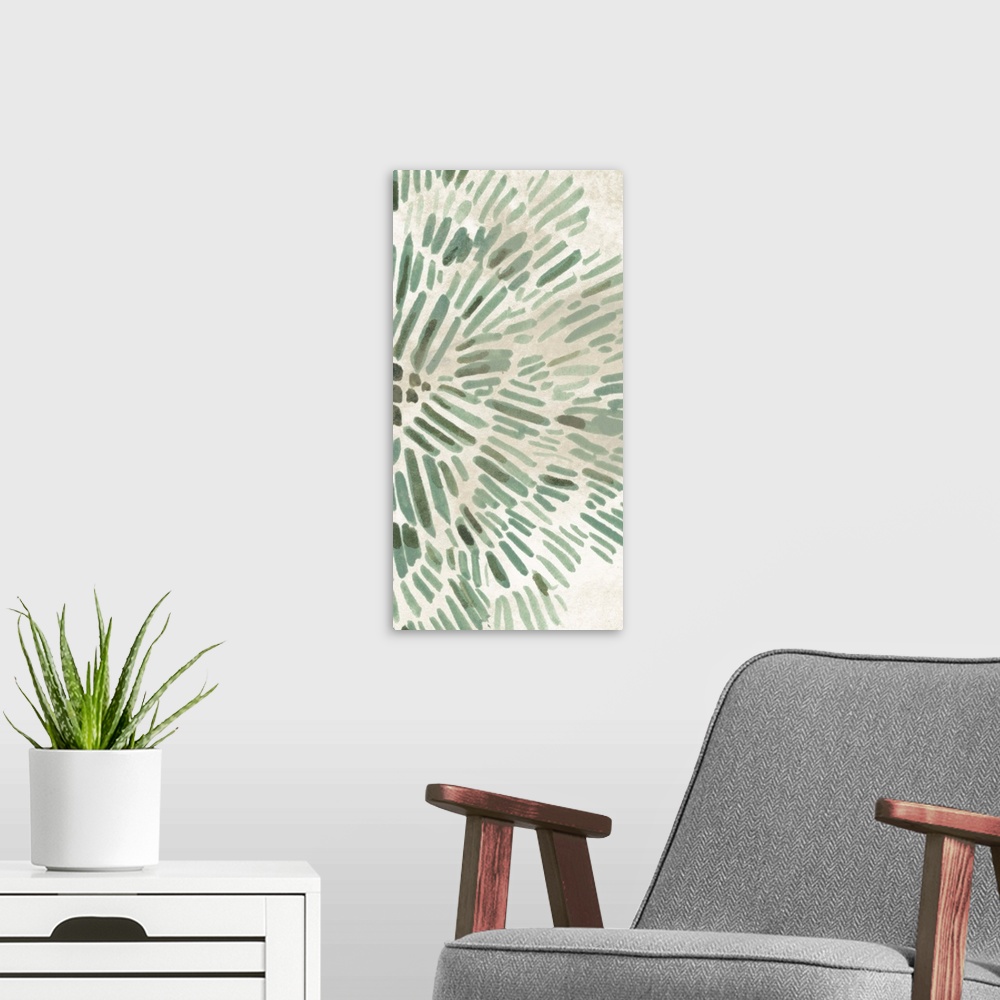 A modern room featuring Green Flowerhead IV