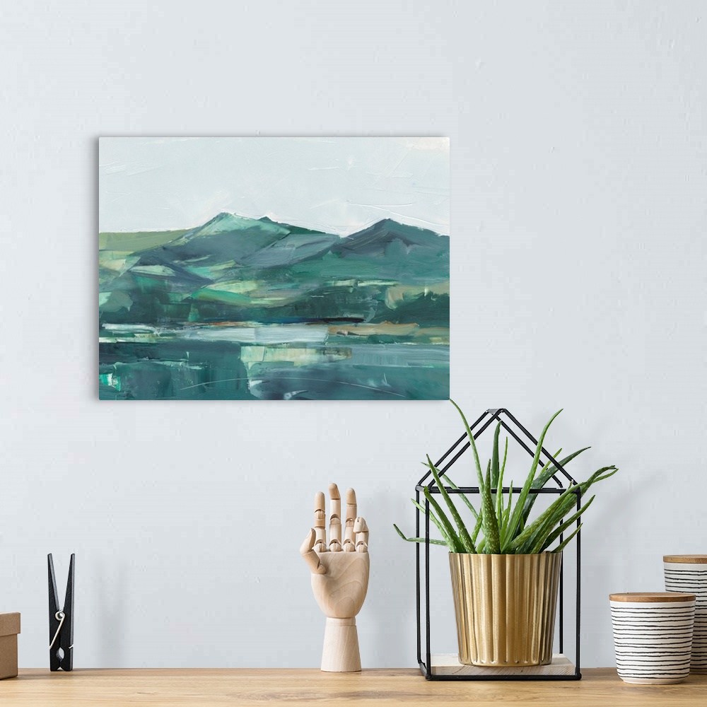 A bohemian room featuring Green Grey Mountains II