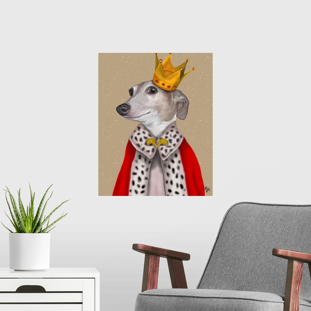 A modern room featuring Greyhound Queen