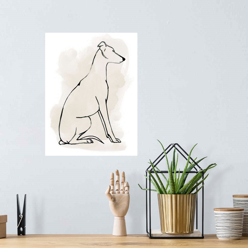 A bohemian room featuring Greyhound Sketch I