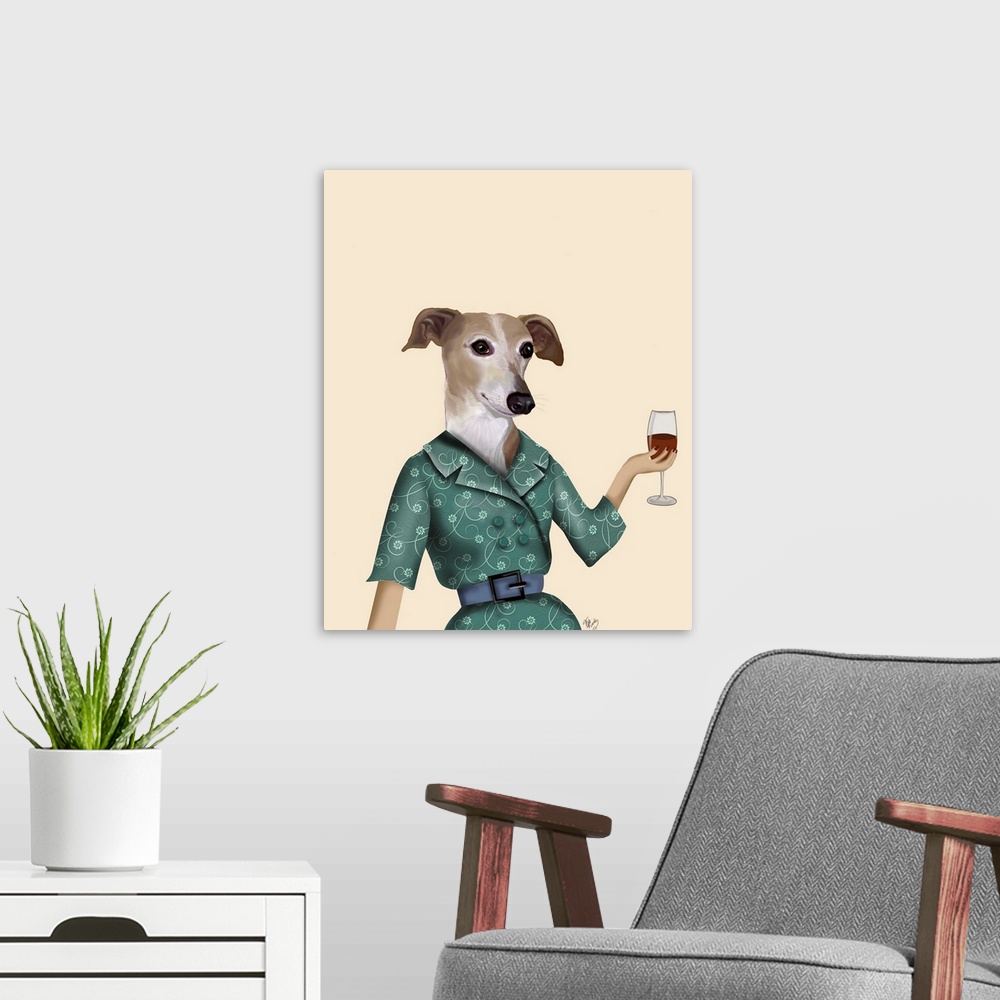 A modern room featuring Greyhound Wine Snob