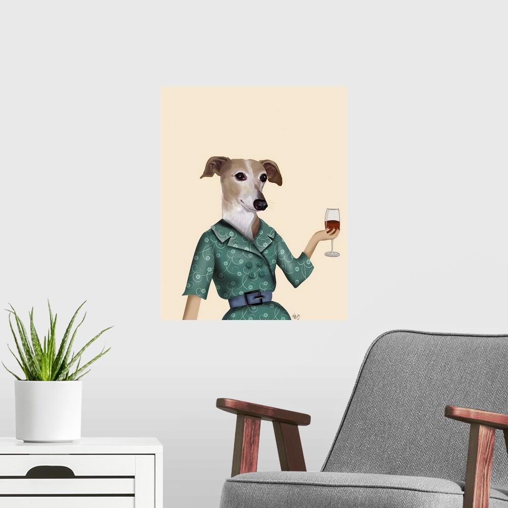 A modern room featuring Greyhound Wine Snob