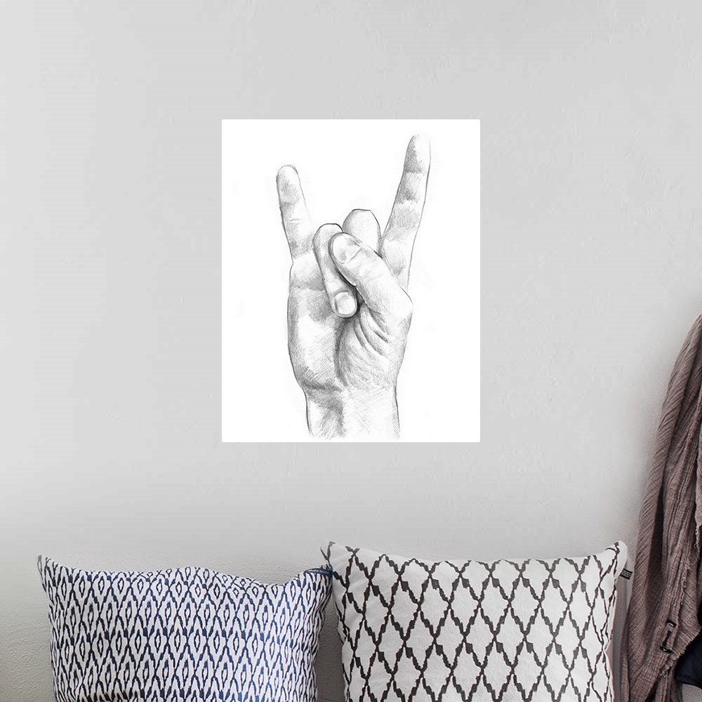 A bohemian room featuring Hand Signs IV