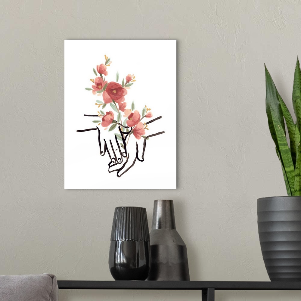 A modern room featuring Hands And Flowers III