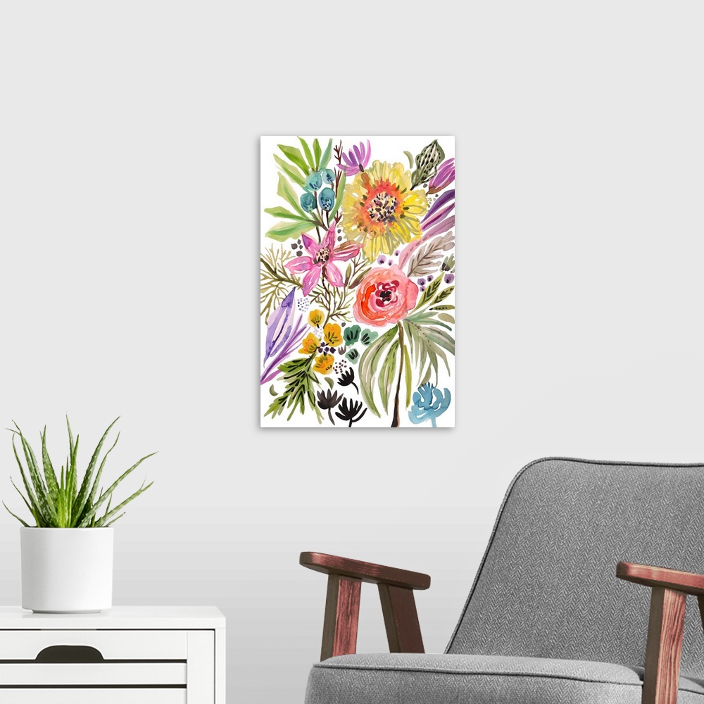 A modern room featuring Happy Flowers II