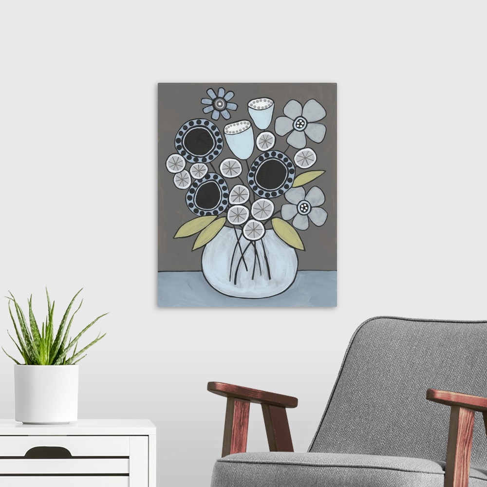 A modern room featuring Happy Garden Flowers I