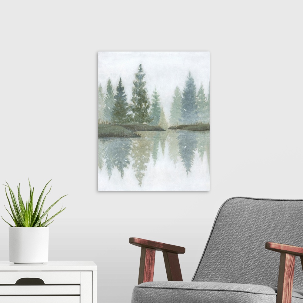 A modern room featuring Hazy Winter Reflections I