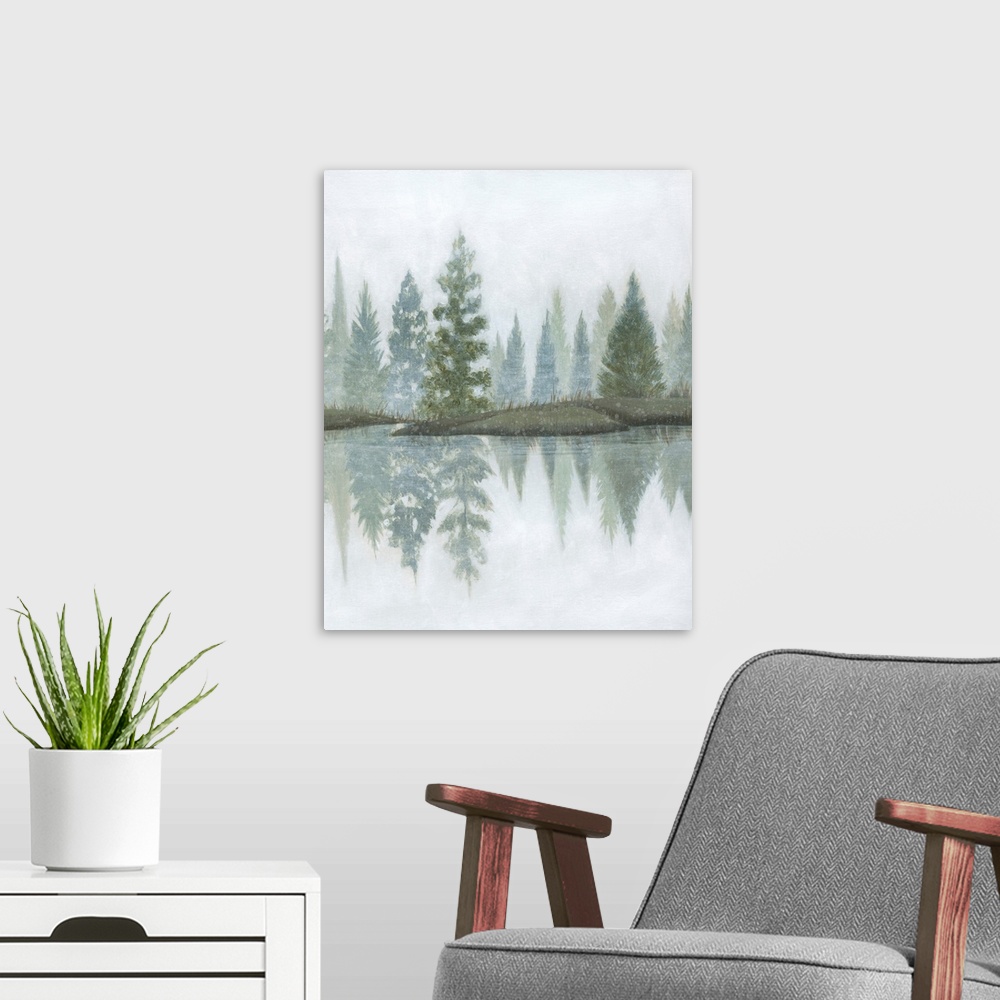 A modern room featuring Hazy Winter Reflections II