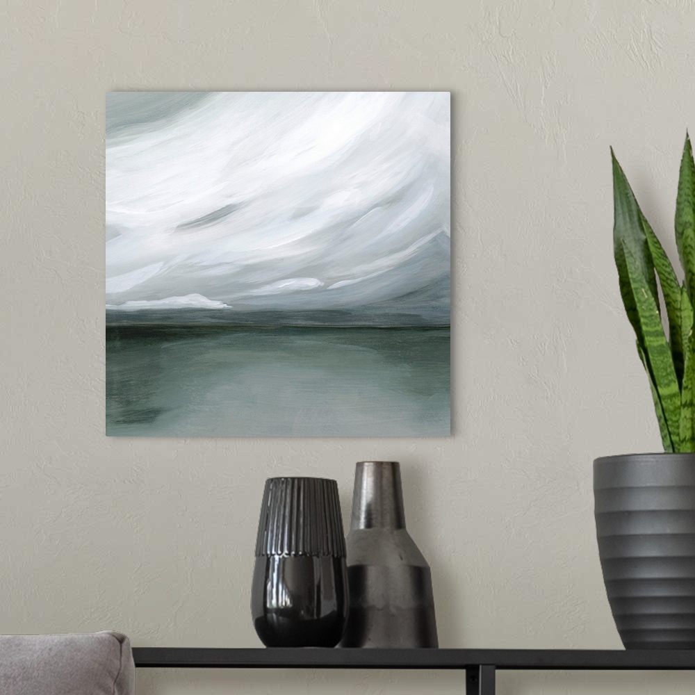 A modern room featuring Heavy Clouds I