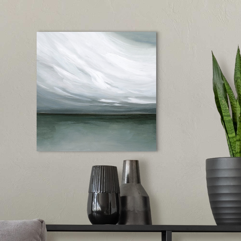A modern room featuring Heavy Clouds II