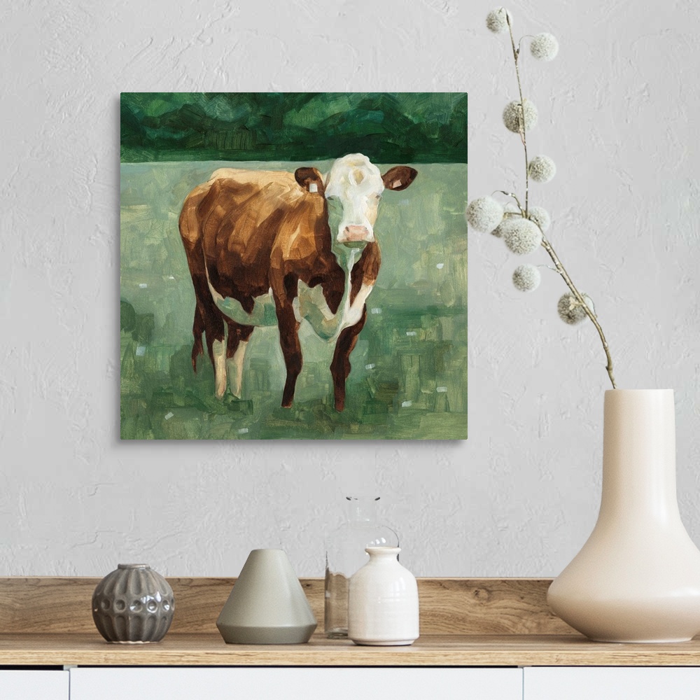 A farmhouse room featuring Hereford Cattle I