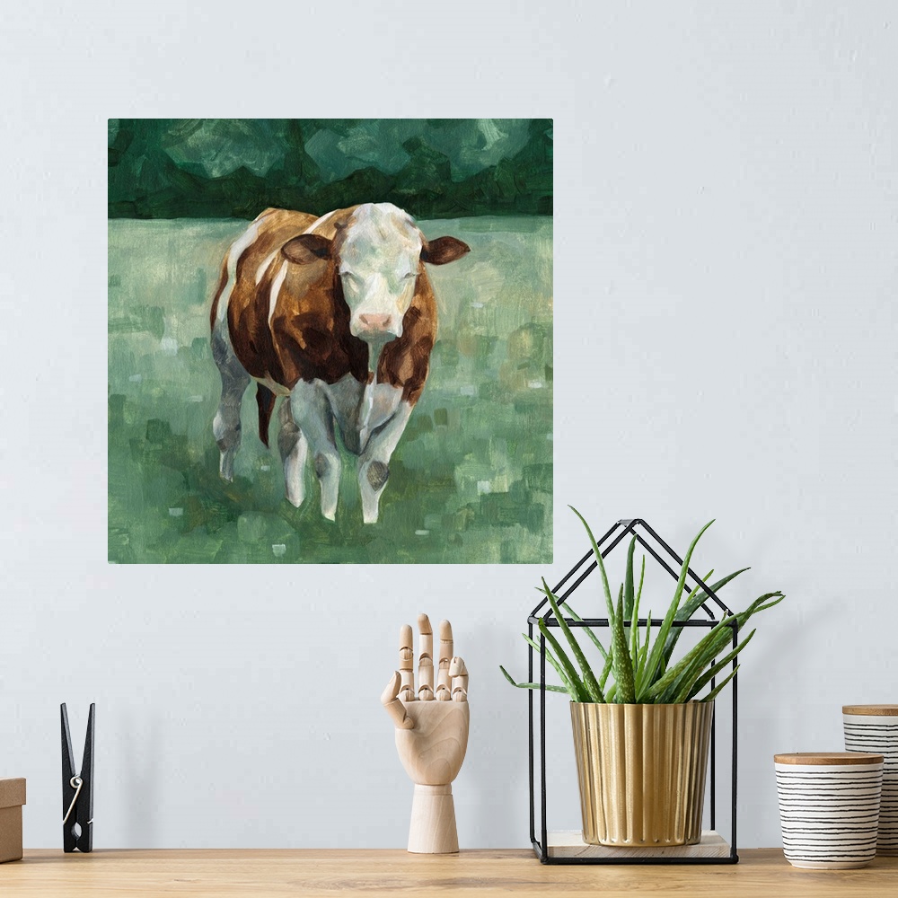 A bohemian room featuring Hereford Cattle II