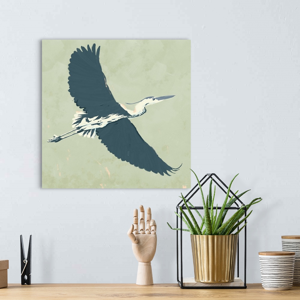 A bohemian room featuring Heron Flying I