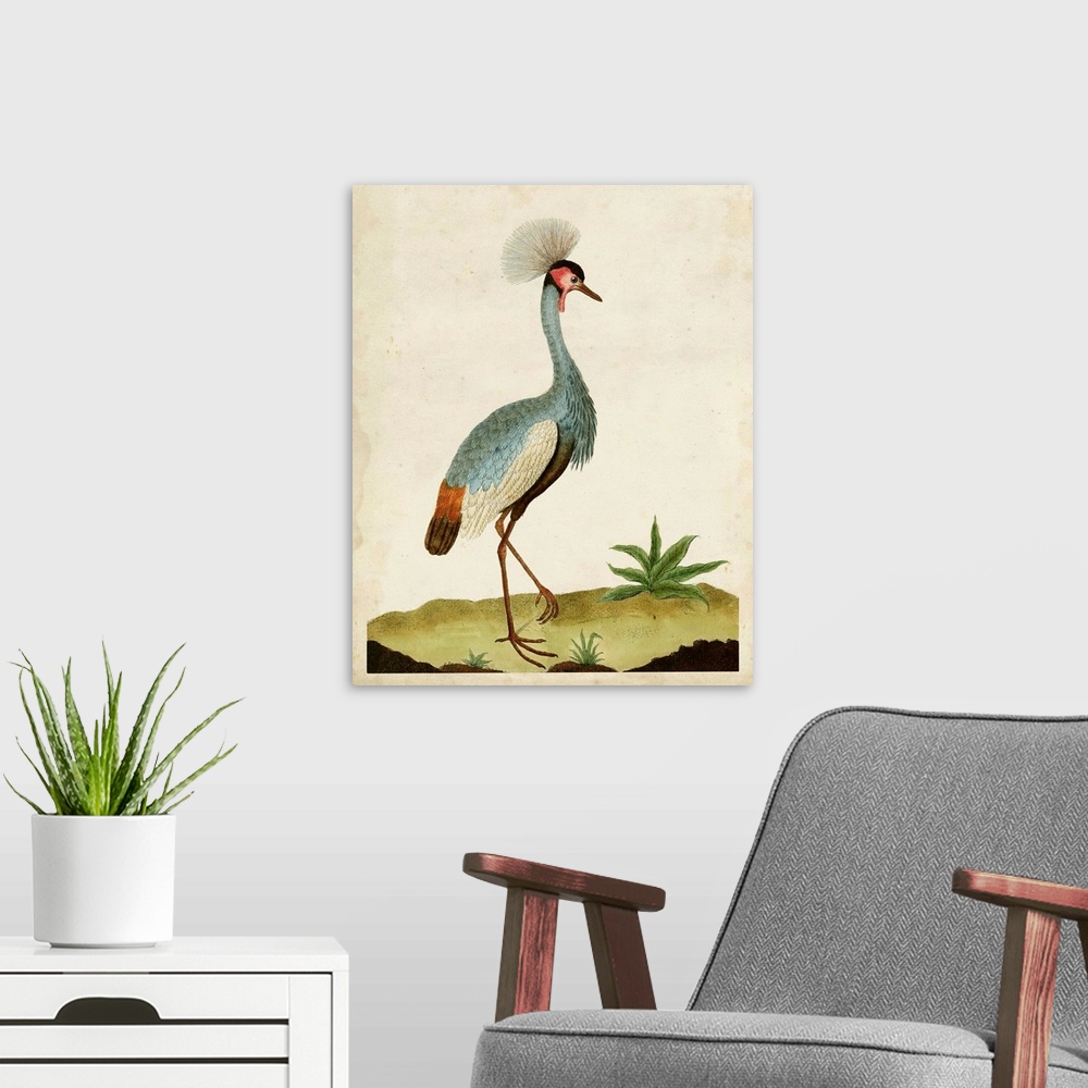 A modern room featuring Heron Portrait I